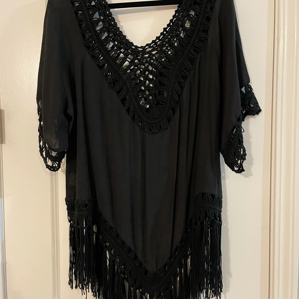 3X Plus size fringe dressy classy boho shirt